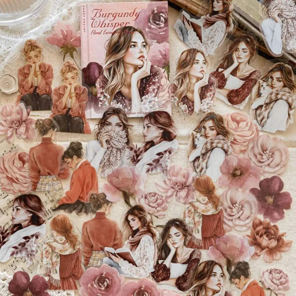 Naklejki PET z motywem botanicznym, kwiatowe spotkania, rękodzieło DIY, wodoodporne naklejki do dekoracji dziennika, naklejki zdejmowalne do tła pamiętnika