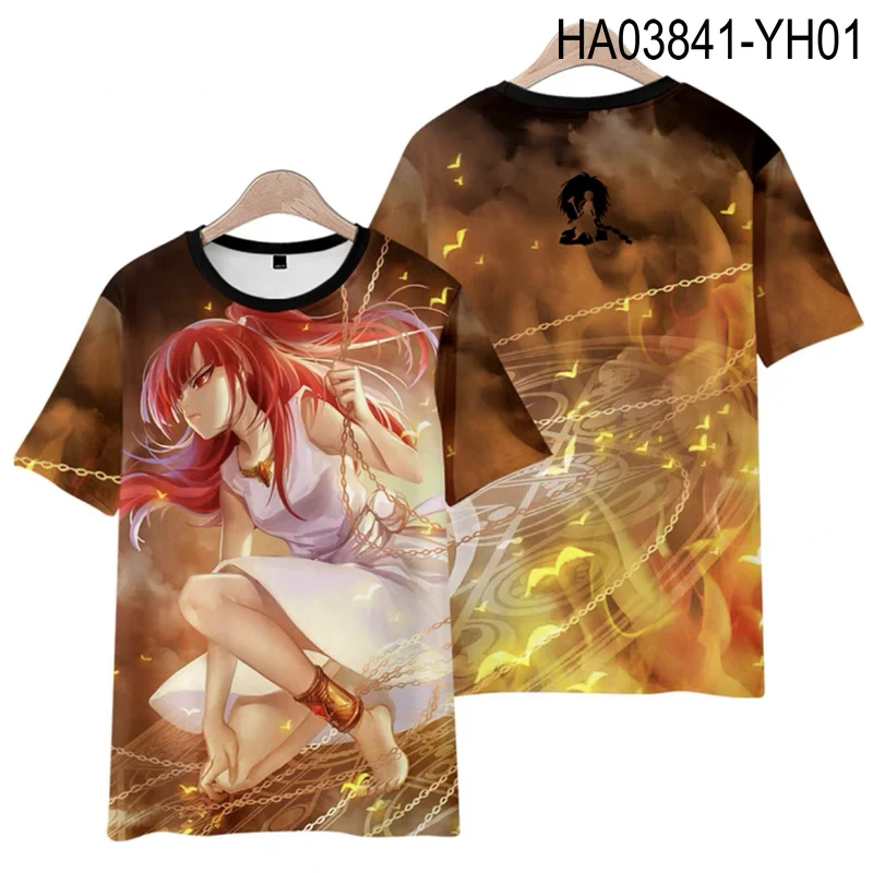 O Reino da Magia T-shirt de impressão 3D, gola redonda, manga curta, popular, anime japonês, streetwear, moda verão, plus size