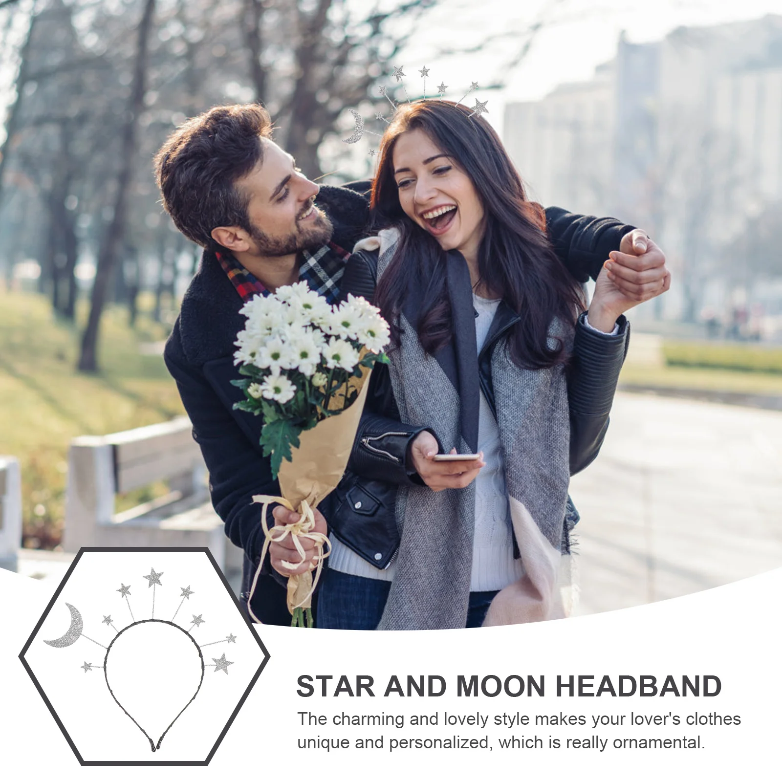 

Star Moon Hairband Lightweight Alloy Glitter Powder Creative Lovely Decorative Headband For Girls Women Party Wedding Festival