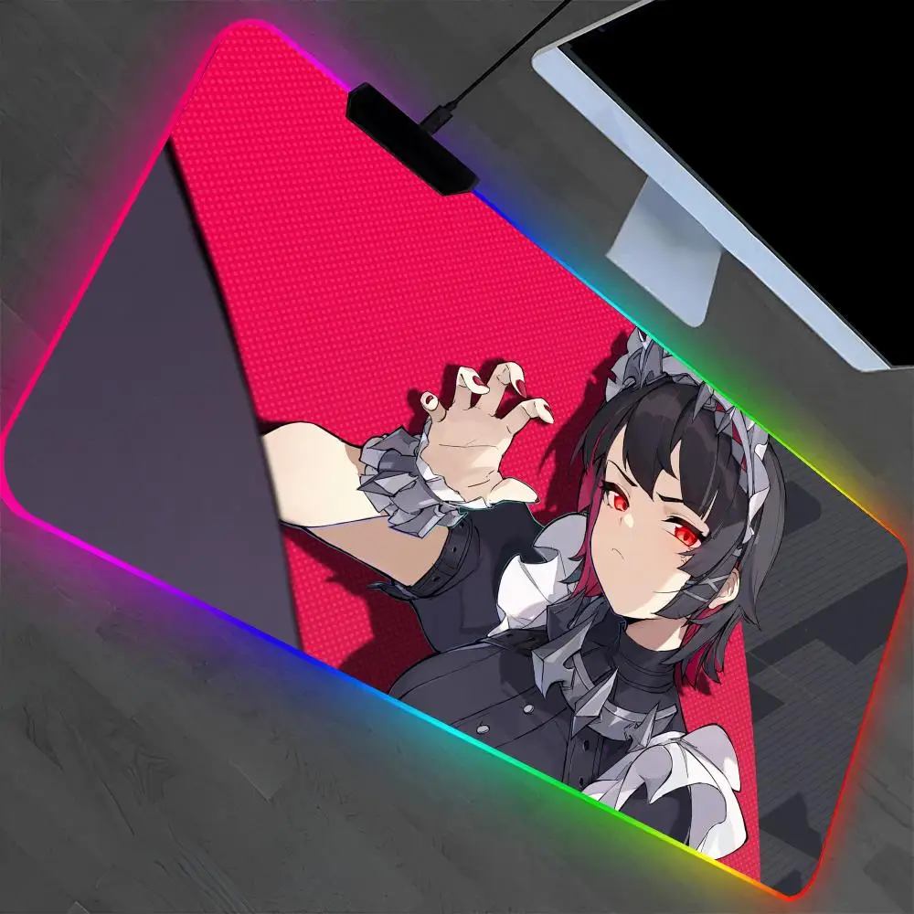 

Zenless Zone Zero Mouse Pad Laptop Mat Gaming RGB Anime Mousepad Backlit Gamer Girl Cartoon Table Pads Deskpad