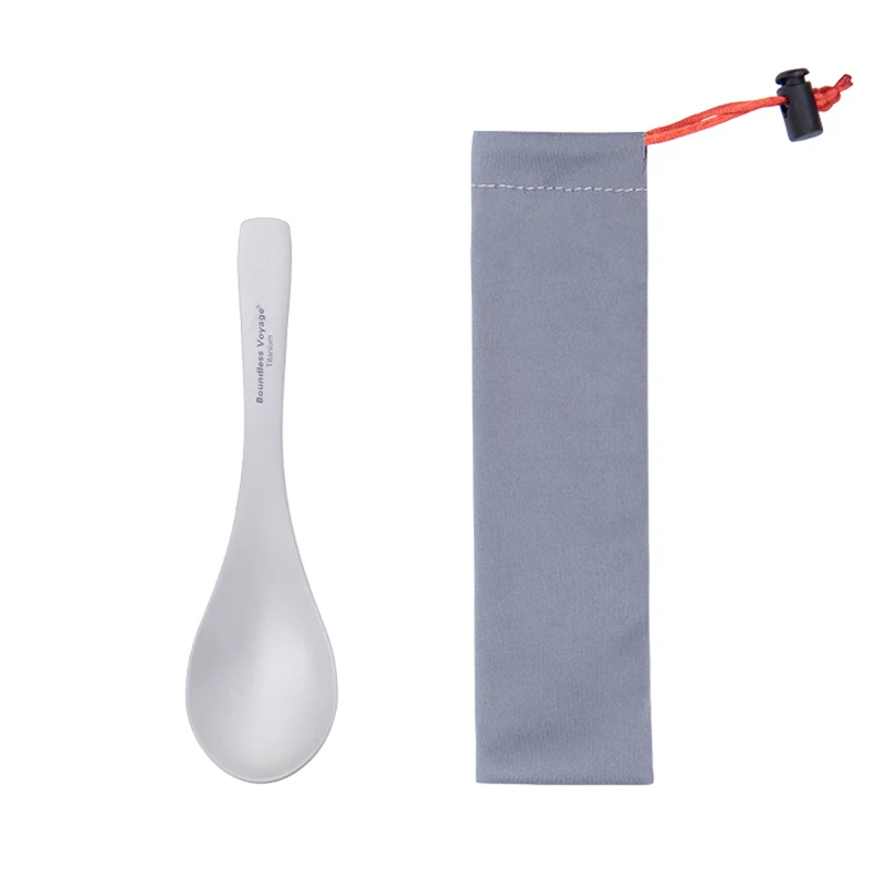 Vaisselle de Camping de Voyage sans limites, cuillère en titane, vaisselle bactériostatique, couverts en titane pour pique-nique de voyage en plein air, cuillère à soupe