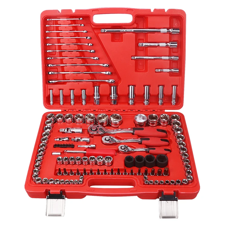 120Pcs Professional Mechanic Tool Set CR-V Steel Socket Wrench Kit Auto Repair Hand Tool OEM GS Certified Combination