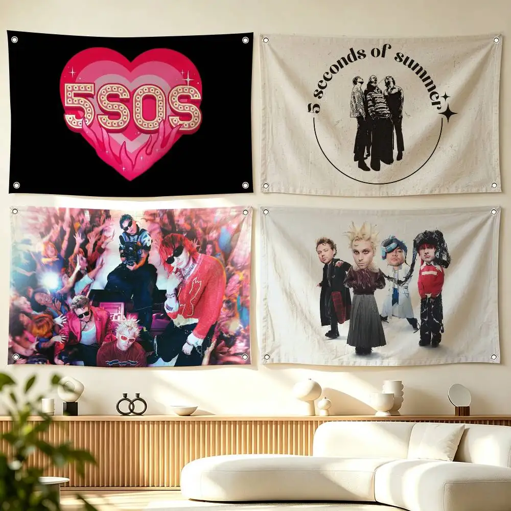 5 Seconds of Summer 5SOS  Flags Wall Hanging Tapestry Outdoor Garage Room Decorative flag Background Blanket