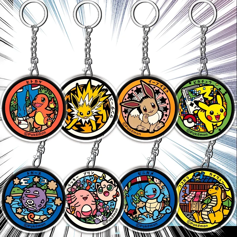 Llavero Transparente de Acrílico de 12 cm con Personajes de Pokémon, Jigglypuff, Eevee, Colgante para Mochila Escolar, Accesorios de Anime, Regalo para Niños
