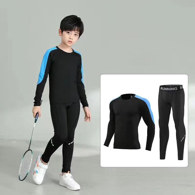 Men Kids Football Sets Children Boy Girl Fitness Basketball Running Exercise Training Sports Bottoming Top Tee + Legging Pant 05