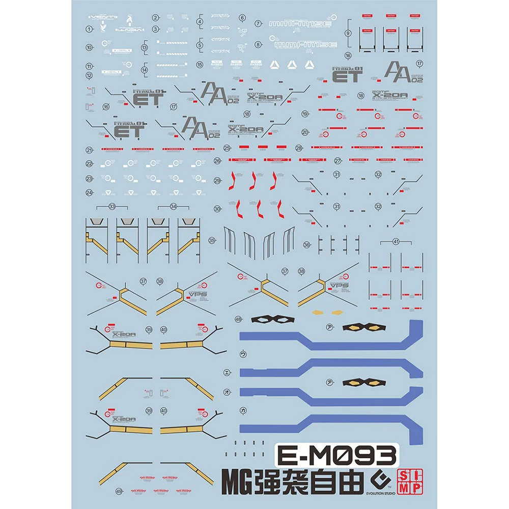 EVO calcomanía de agua para 1/100 MG, modelo Strike Freedom, materiales auxiliares, calcomanías de alta precisión, modelo de plástico, letreros de detalle