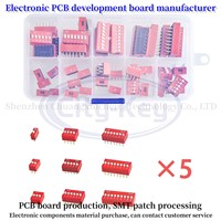 45PCS/LOT Dip Switch Kit In Box 1 2 3 4 5 6 7 8 9Way 2.54mm Toggle Switch Red Snap Switches Mixed Kit Each 5PCS Combination Set