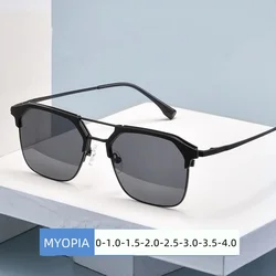 Double Beam Pilot Myopia Sunglasses Men's UV Resistant Sunglasses for Driving Fishing High Definition Short Sight Sun Glasses