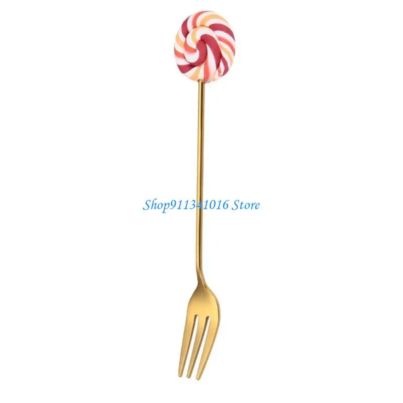 

Lollipop Design Dessert Spoons/Forks Stainless Steel Coffee Scoops Ice Cream Dinnerware Fruits Fork/Stirring Spoons