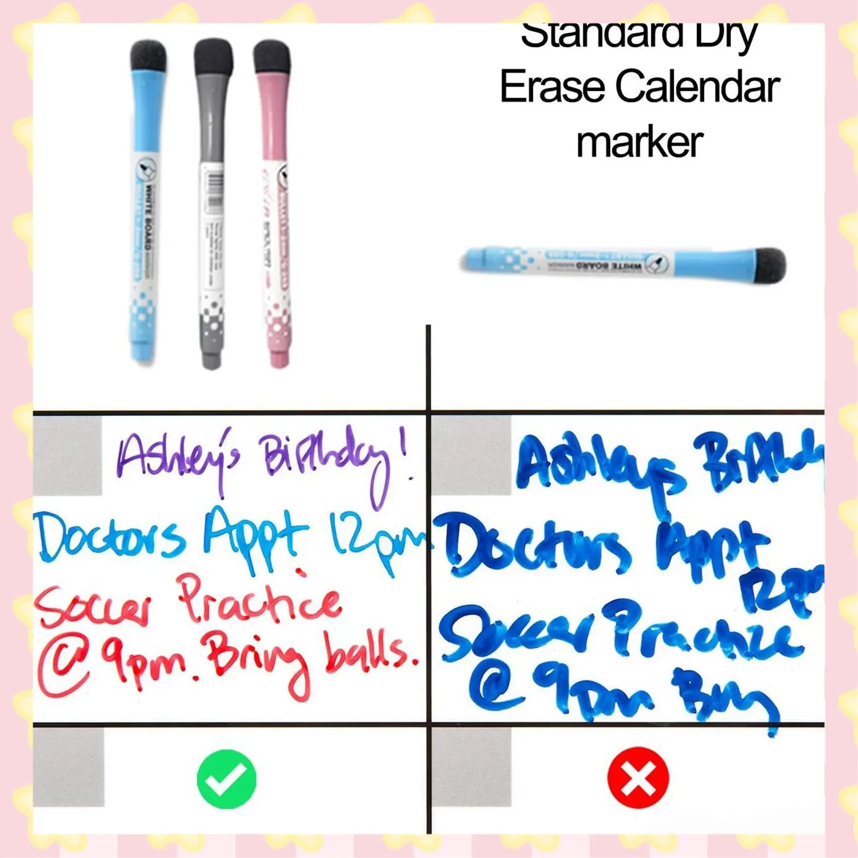 AB51 2X Magnetic Dry Erase Whiteboard Calendar For Refrigerator With 6 Pens And Large Eraser,For Notes Planning Drawing