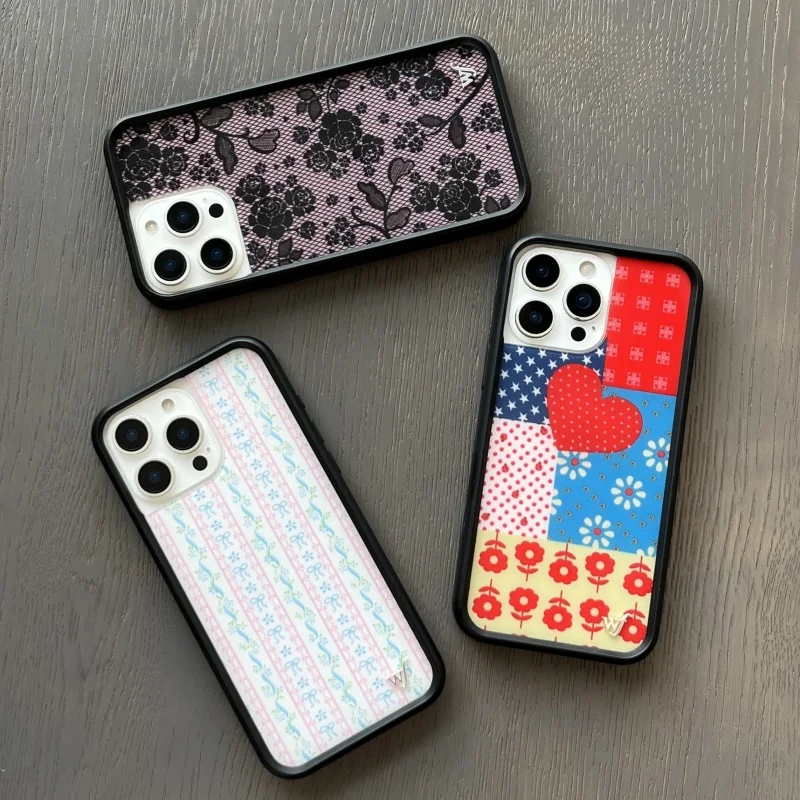 Wildflower Cute Bow Lace Lover Phone Case for iPhone 16 15 14 13 12 Pro Max Plus Flower Pathch Wildflower Anti-Fall Cover﻿﻿﻿﻿ - Image 2