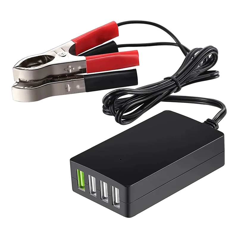 Unique! Portable DC with Battery Clip, 12V/24V To 5V 4-Port USB Charger Multiport Adapter Other Smart Phone & Tablets