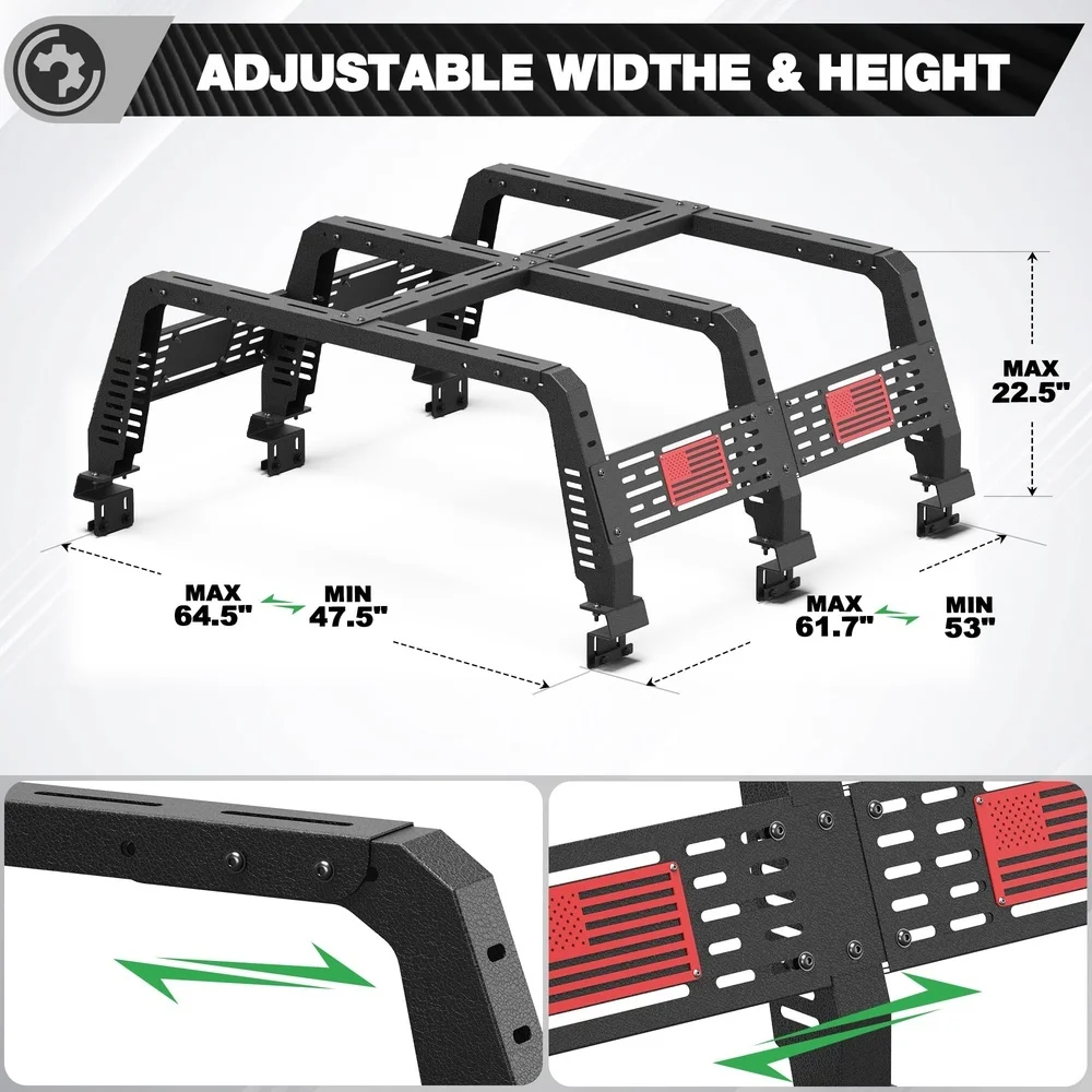 Truck Bed Rack for Toyota Tacoma 2005 2025 & Tundra 2014 2025 22.5