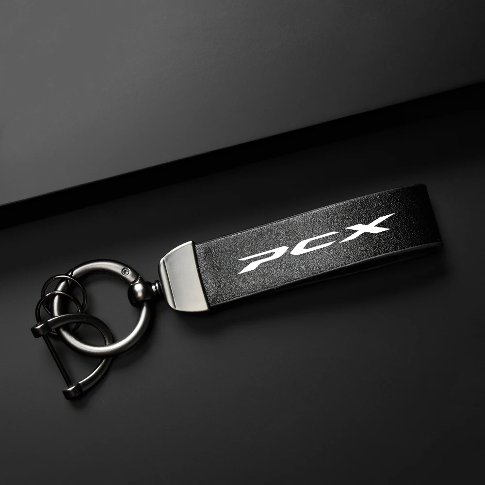 High-Grade leather Keychain Holder Keyring For HONDA PCX 125 150 PCX125 PCX150 2010-2020 Motorcycle Accessories Key chain Logo view 2