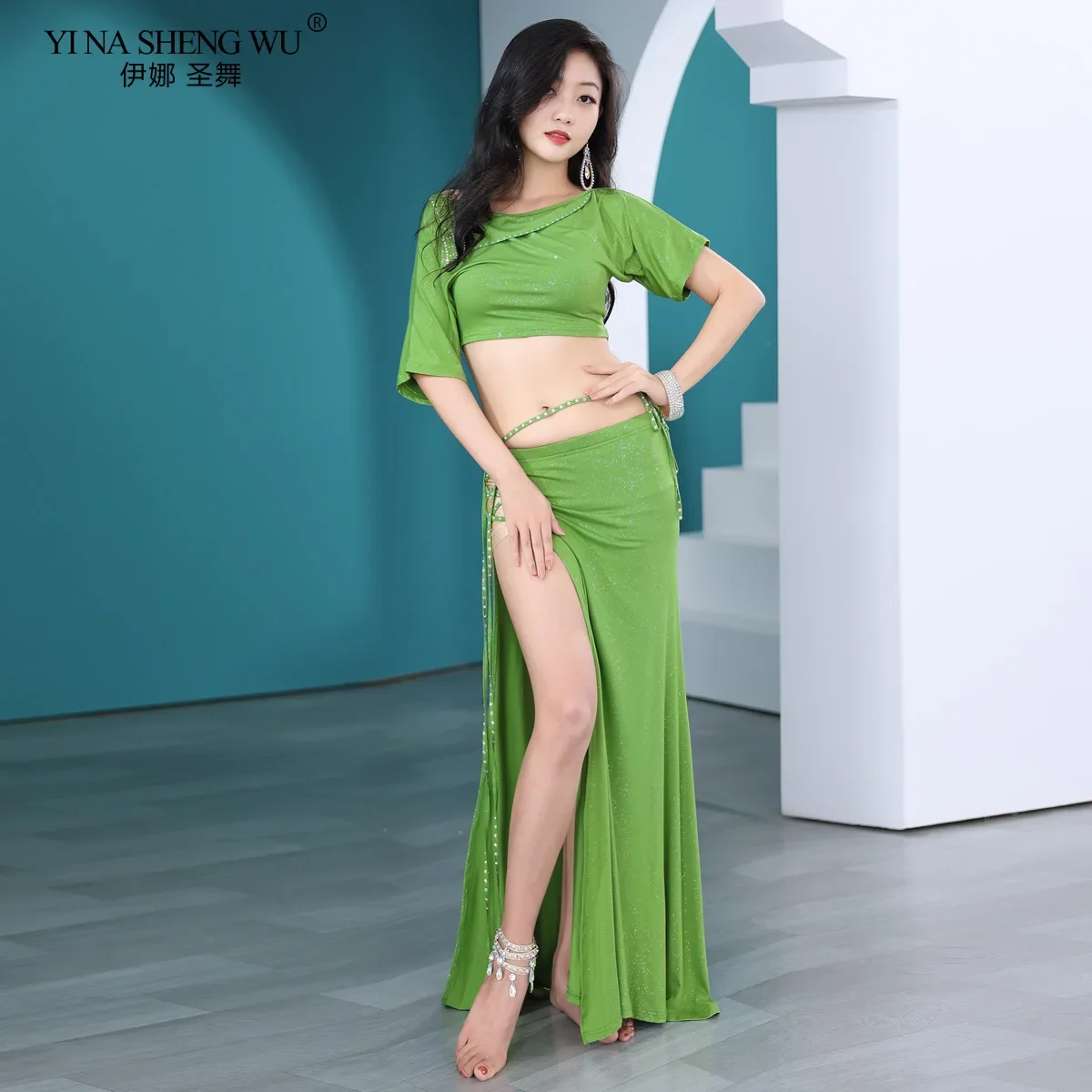 Buikdanspak Sexy lange rokkleding Vrouwelijke buikdanstrainingspak Elegante oosterse lange rok Prestatiekledingset