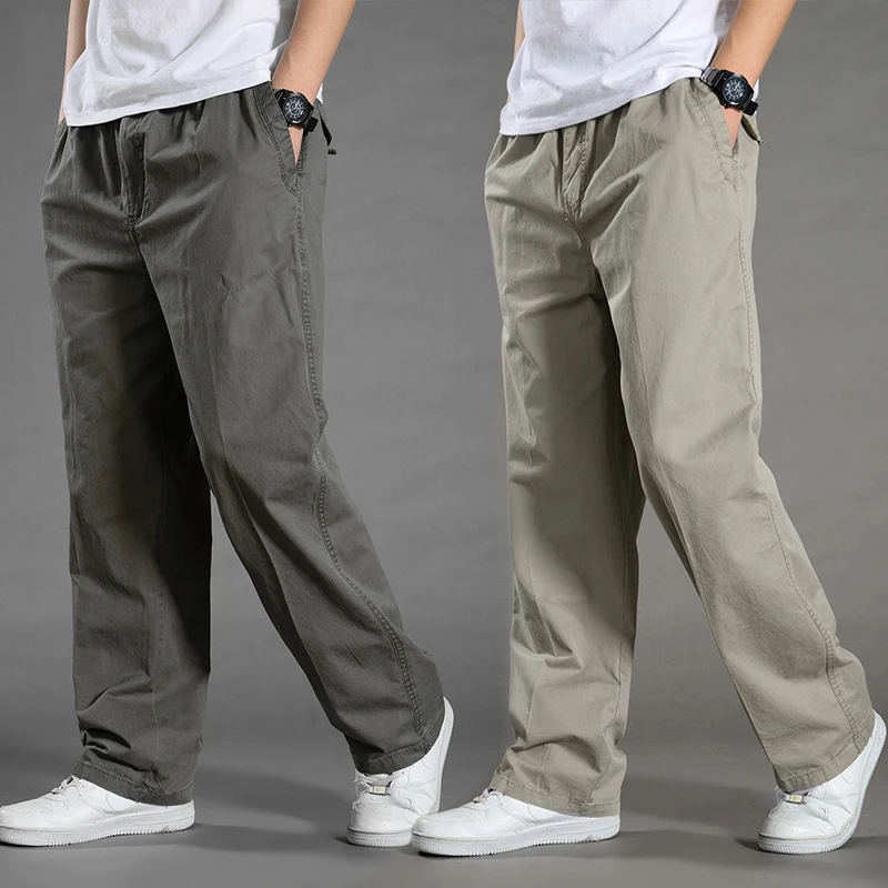 2024 New 100% Pure Cotton Men's Workwear Pants European And American Men's Loose Straight Leg Casual Pants Workwear Pocket Pants