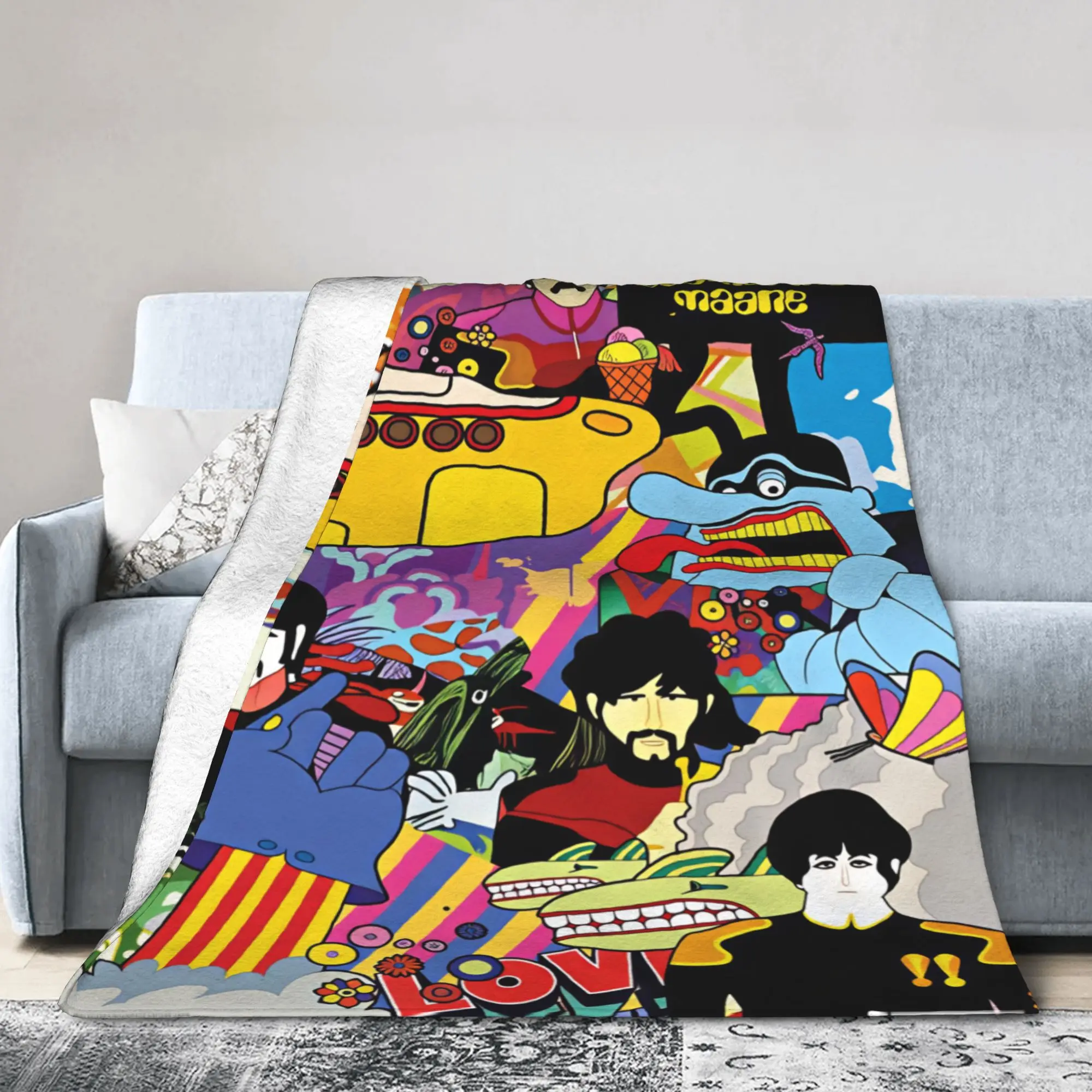 Rock Band The B-Beatles Flannel Blanket Winter  Soft Durable Throw Blanket for Kids Outdoor Funny Bedspread Sofa Bed Cover