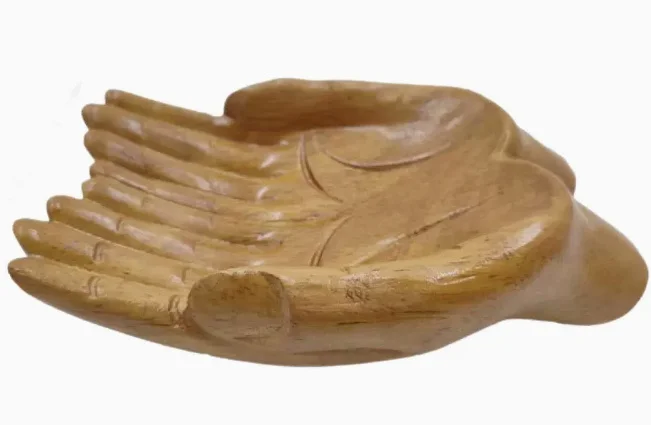 

Artistic Hand Carved Wooden Bowl Elegant Key Holder Snack Tray Functional Aesthetic Home Decor Living Room Entryway Table