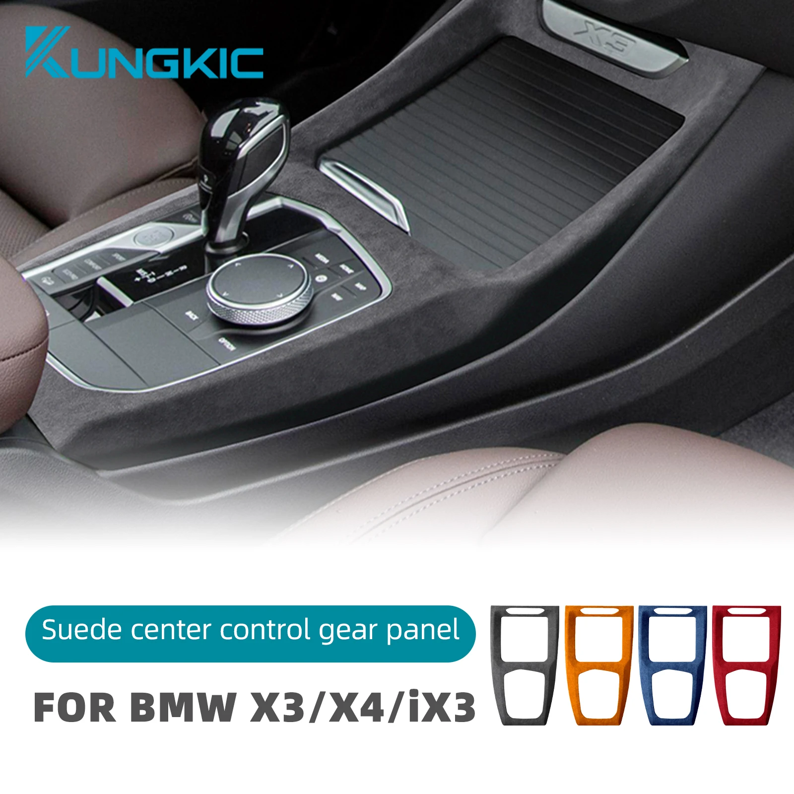 For BMW X3 X4 IX3 G01 G02 G08i 2022 2023 Italian Premium Suede Cover Turn Fur Car Center Gear Shift Frame Sticker Interior Auto