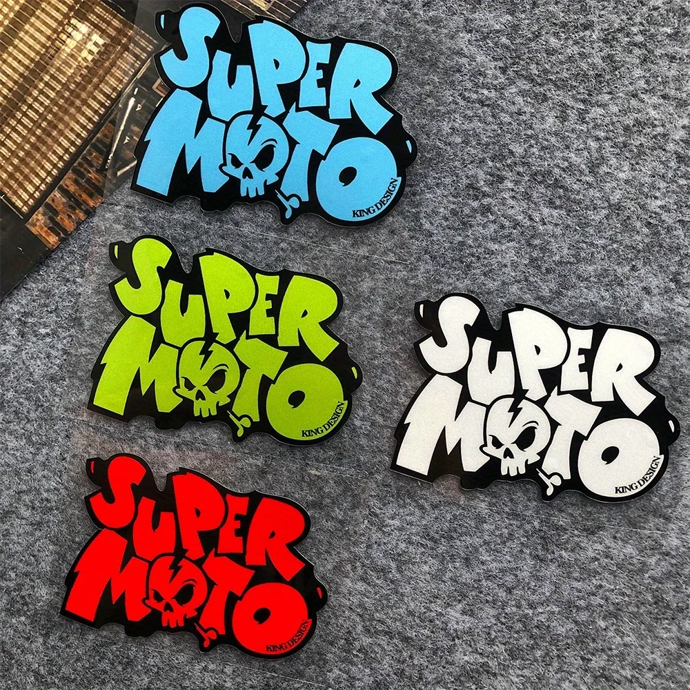 1PCS Super Moto Skull Vinyl Stickers Decals Waterproof Multi‑Color for Car Moto Helmet Styling Decor Accessories