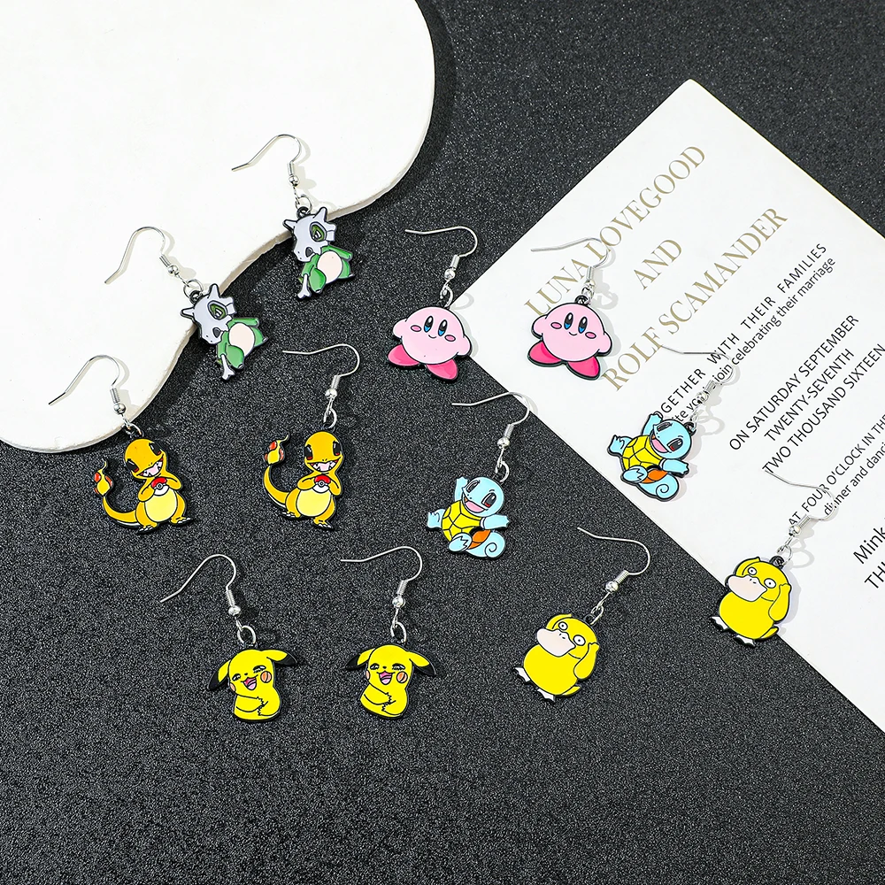 Pokémon Dangle Earrings, Pikachu, Squirtle, Psyduck, Charmander, Handmade Jewelry, Metal Hook Earring, 2025