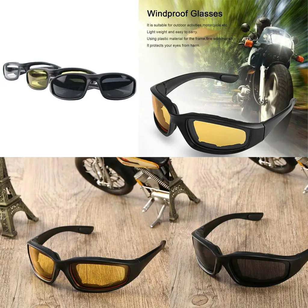 3x Riding Glasses Wind Resistant Padded Comfortable Smoke Clear Yellow