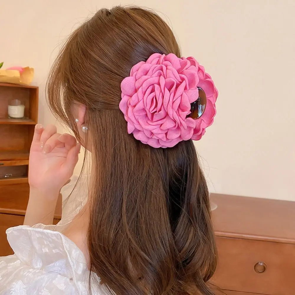 Doek Bloem Haarklauw Elegant Haar Ornament Haaraccessoires Grote Haarklauw Hoofdtooi Bloem Haar Krab Clip Bruids