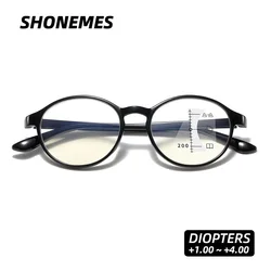 SHONEMES Progressive Multifocal Oval Reading Glasses Anti Blue Light Eyewear Presbyopia Eyeglasses Diopter +100 200 300 350 400
