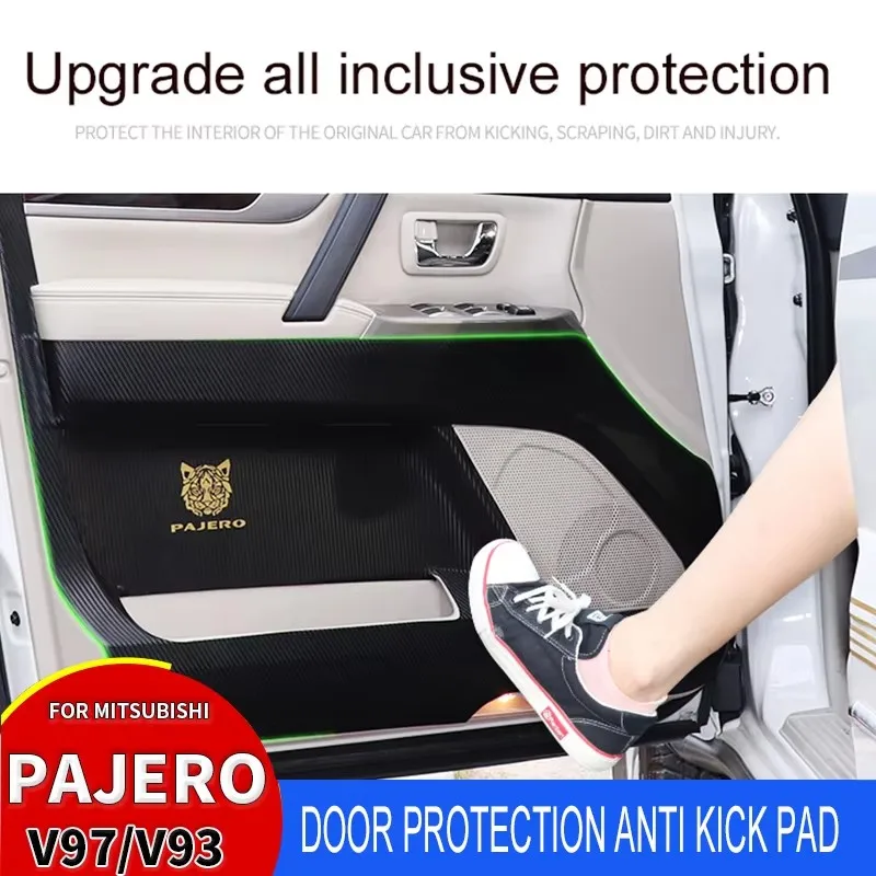 

For Mitsubishi Pajero Door Anti Kick Pad V97V93 Protection Car Styling PU Leather Protective Stickers Interior Accessories