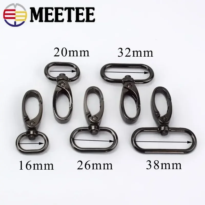 Meetee 30Pcs 16/20/25/32/38mm Metal Buckles Bag Dog Collar Webbing Swivel Clasps Lobster Trigger Clips Snap Hook DIY Accessories