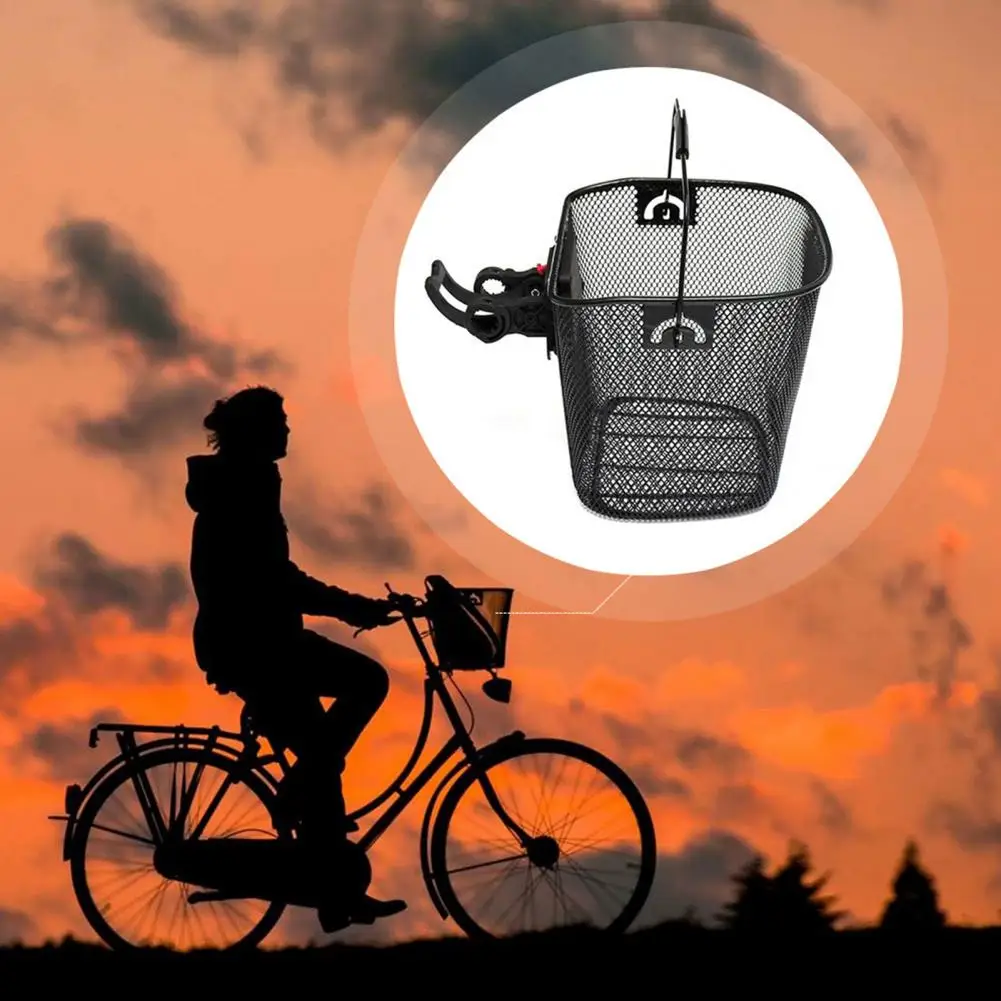 Convenient Bike Basket Fine Mesh Iron Strong Load-bearing Bicycle Front Basket for Cycling