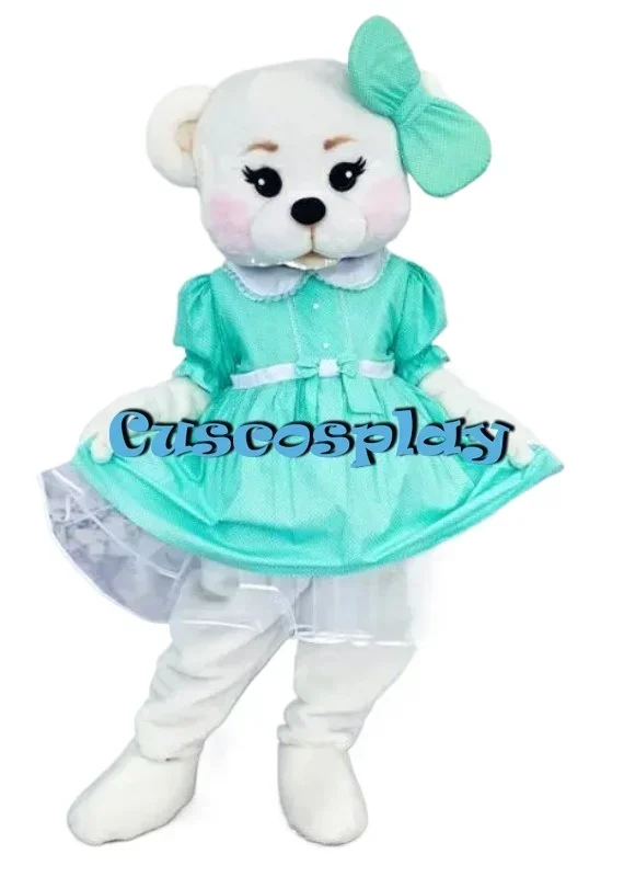 

Disney Cyan Dress Teddy Bear Mascot Costume Adult Cartoon Character Amusement Parkfunfair Animation Fancy Dress for Halloween