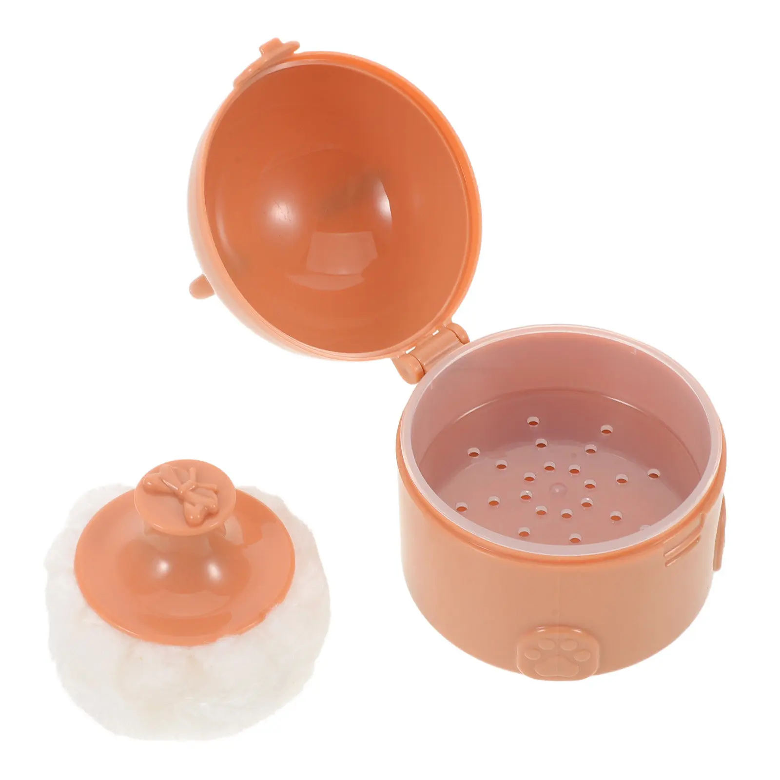 Bear Shaped Powder Puff Storage Box Plastic Travel Container Empty Refillable Double Layer Compact Powder Holder for Baby Body