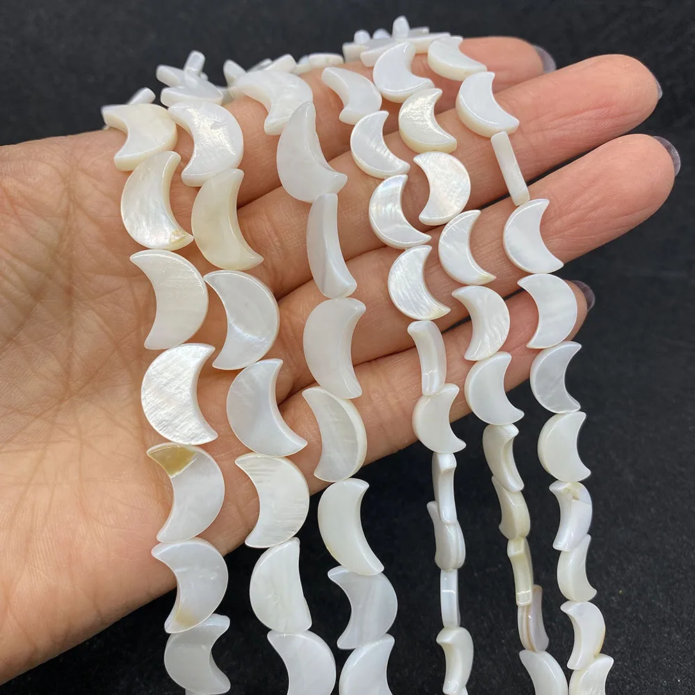 

Natural Freshwater Shell Beads White Moon Shape Jewelry Making Charm DIY Bracelet Necklace Accessories Charm Accessories 8-15mm