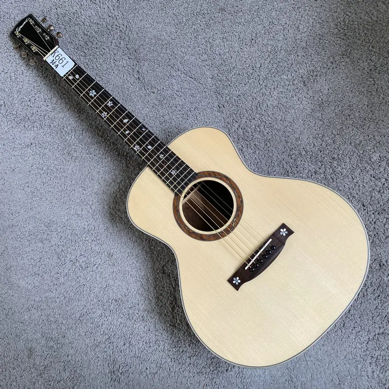 

K661 36 Inch OM Egmond All Solid Guitar Solid Spruce & Santos Rosewood Taiwanese Made GROVER Tuners