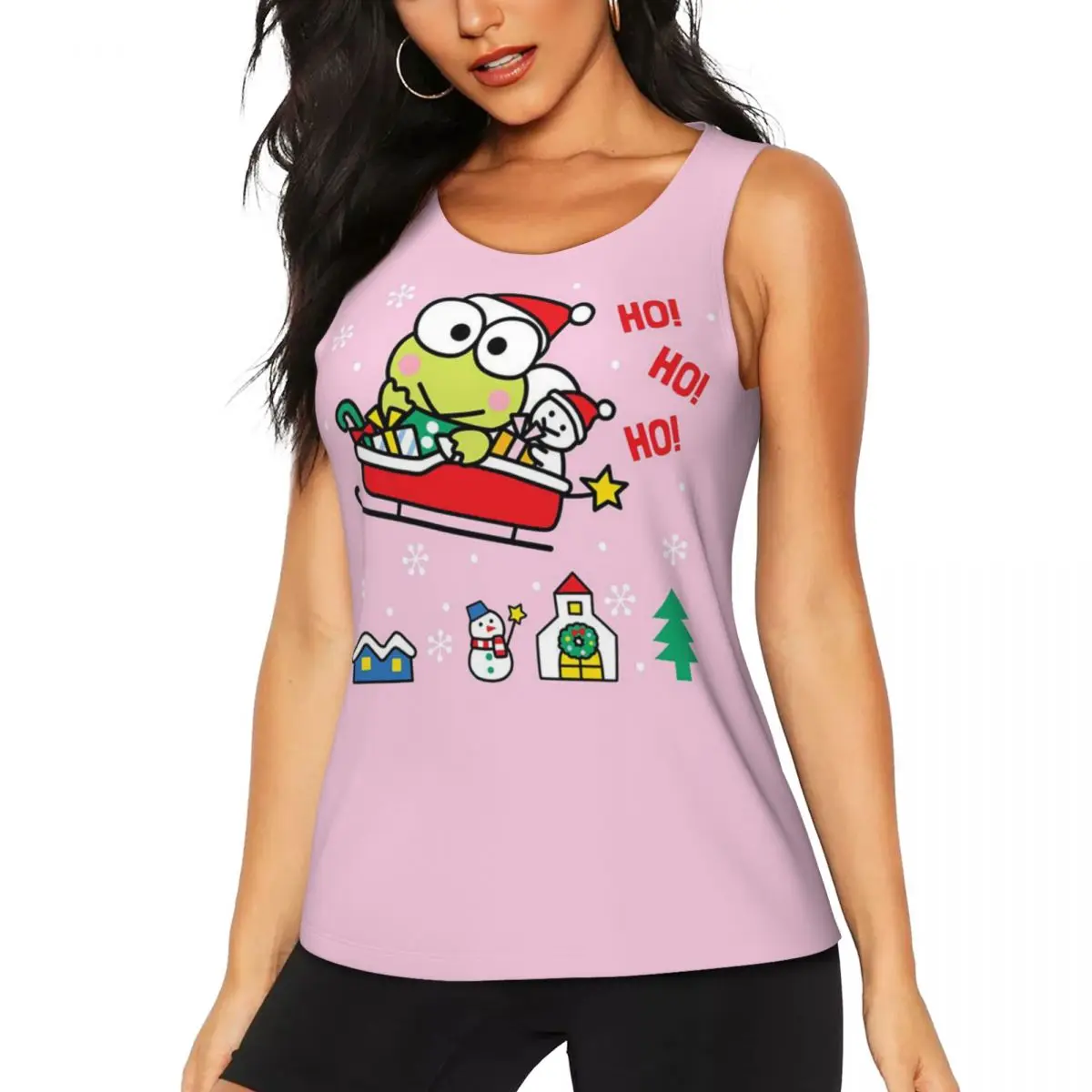 

Футболка Kerokero Keroppi для йоги на заказ, женские майки для тренировок и бега