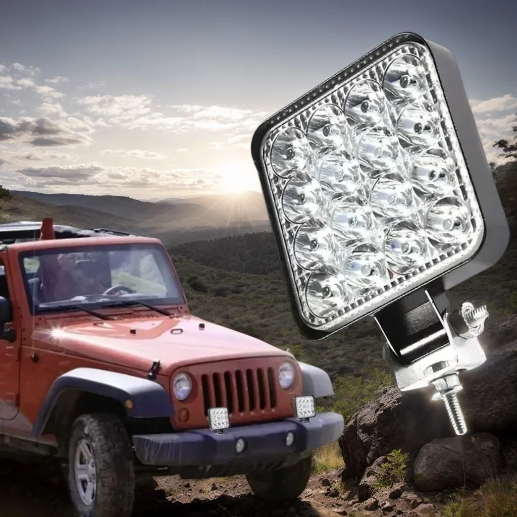 

12V 48W Waterproof LED Work Light Bar - Square Off-Road Spotlight for Trucks/SUVs & Night Driving