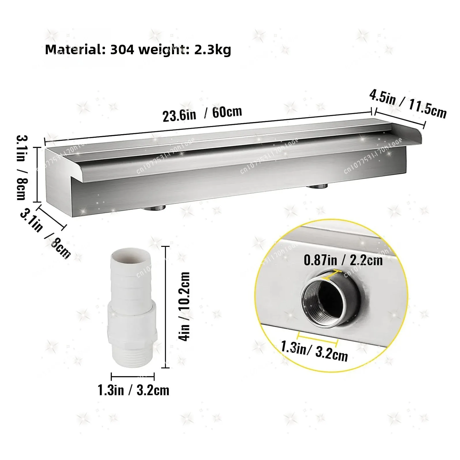 Fish Pond Waterfall Outlet Stainless Steel Landscape Water Flow Channel Rockery Water  Wall Water Flow Board Fountain
