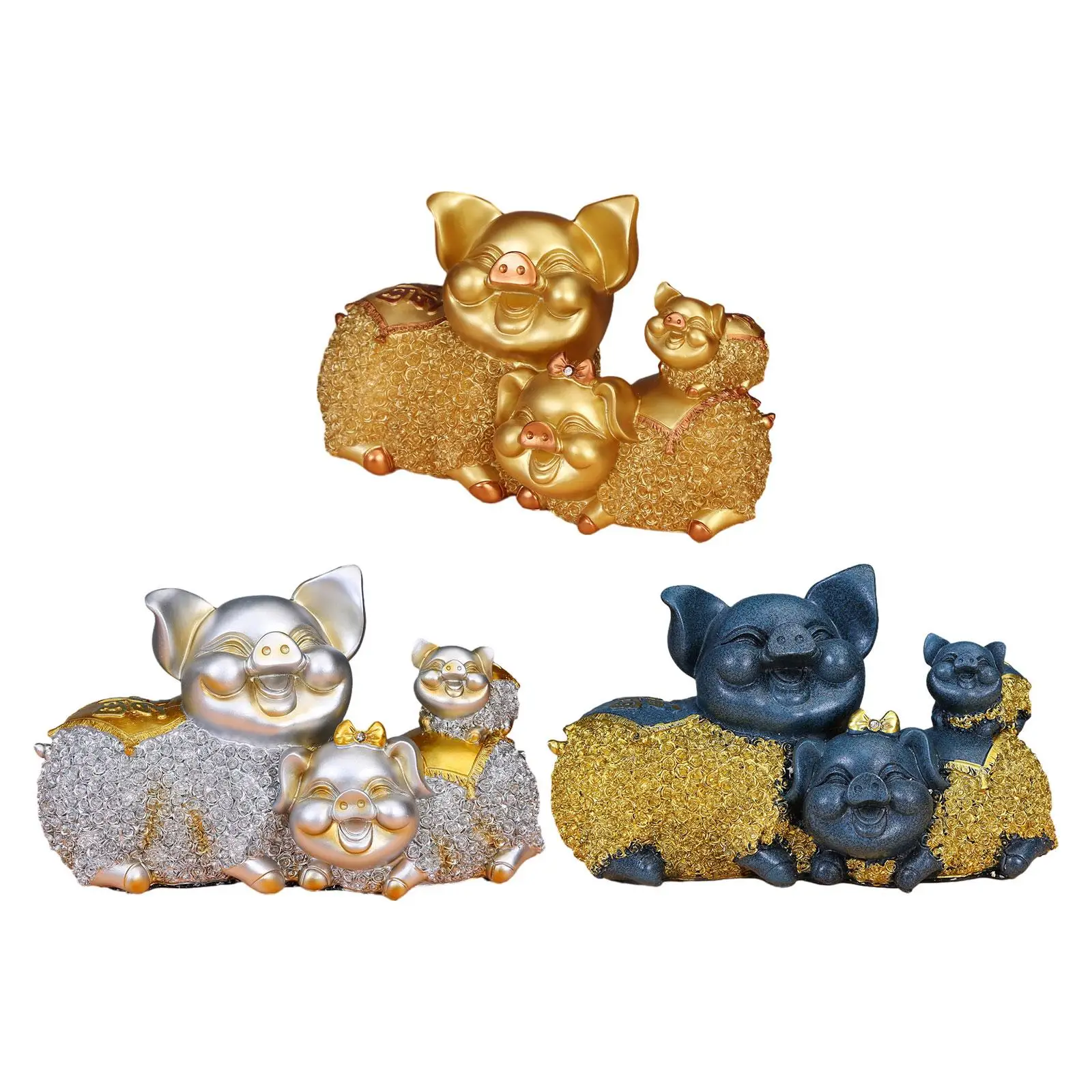 Lucky Pig Figurine Decorative Collection Modern Resin Sculpture Desktop Ornament for Bedroom TV Cabinet Cabinet Entrance Shelf