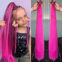 Extensión de cola de caballo sintética colorida, 2 uds., peluca de cola de caballo trenzada DIY larga y recta con banda de goma, accesorios para el cabello para mujer