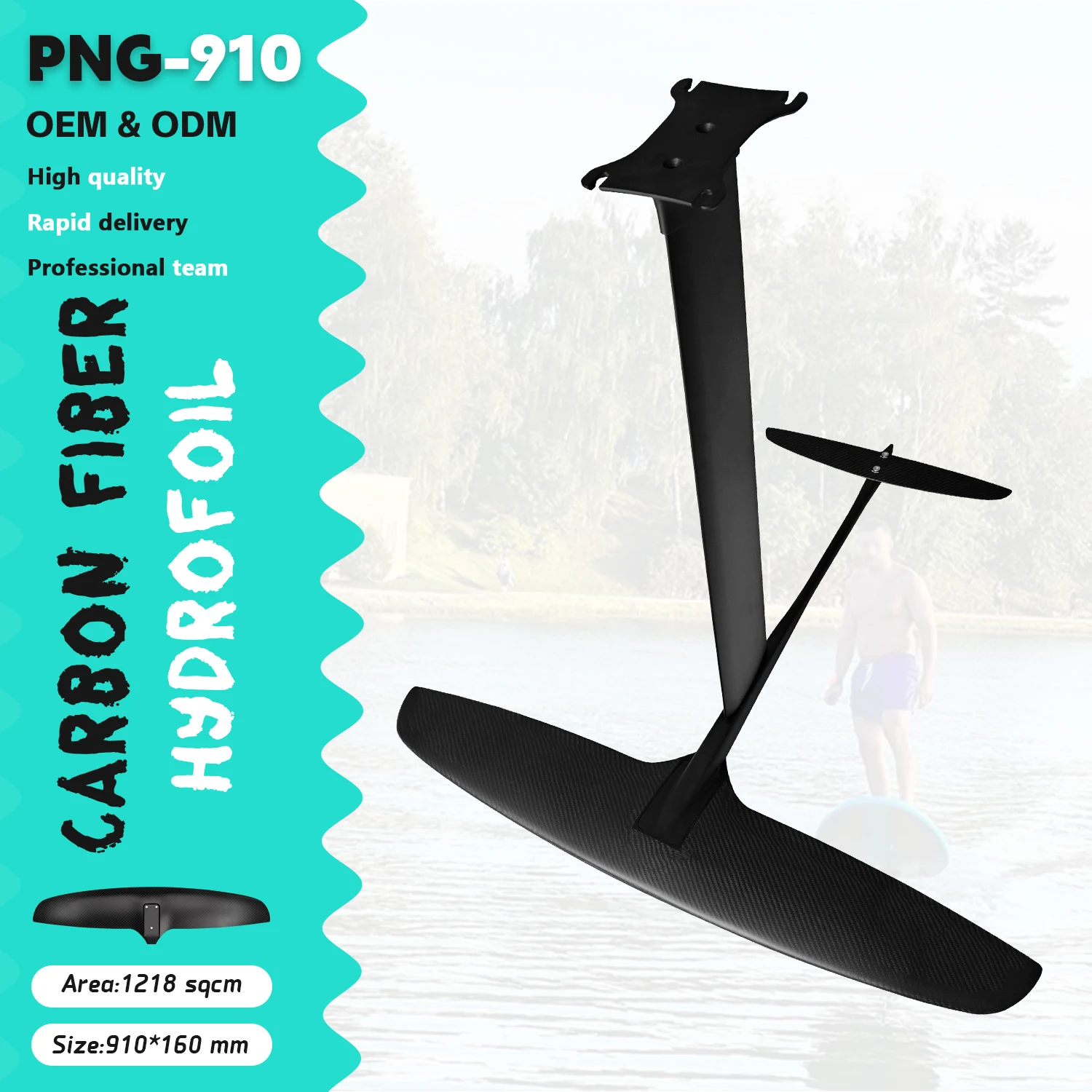 【Hot】PNG910 High-Performance Carbon Fiber Front Wing 1218 Sqcm for Kite Gliding Hydrofoil Windsurfing Fast Easy Turns-for Surfin