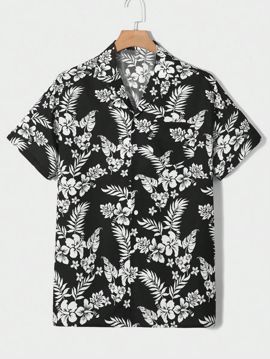 Camisa hawaiana de manga corta con solapa y estampado tropical 3D para hombre, ropa informal de uso diario, talla grande, XS-5XL, novedad de verano