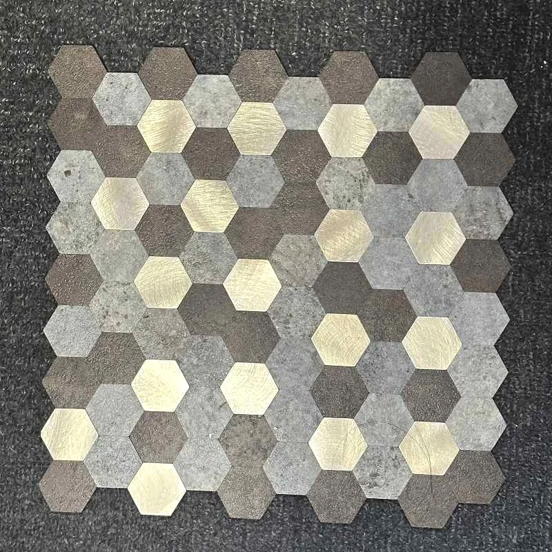 

4pcs/lot Mosaic Wall Tile Peel And Stick Self Adhesive Waterproof Aluminum composite hexagon Kitchen Bath Tile Backsplash 917
