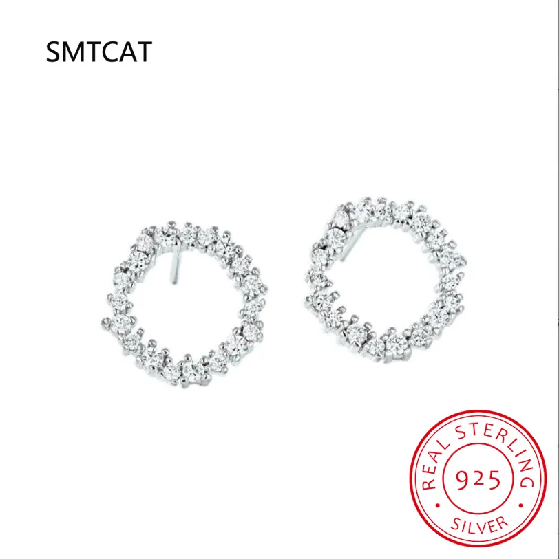 Real 1 Carat D Color Moissanite Hollow Circle Stud Earring For Women Top Quality 925 Sterling Silver Sparkling Wedding Jewelry