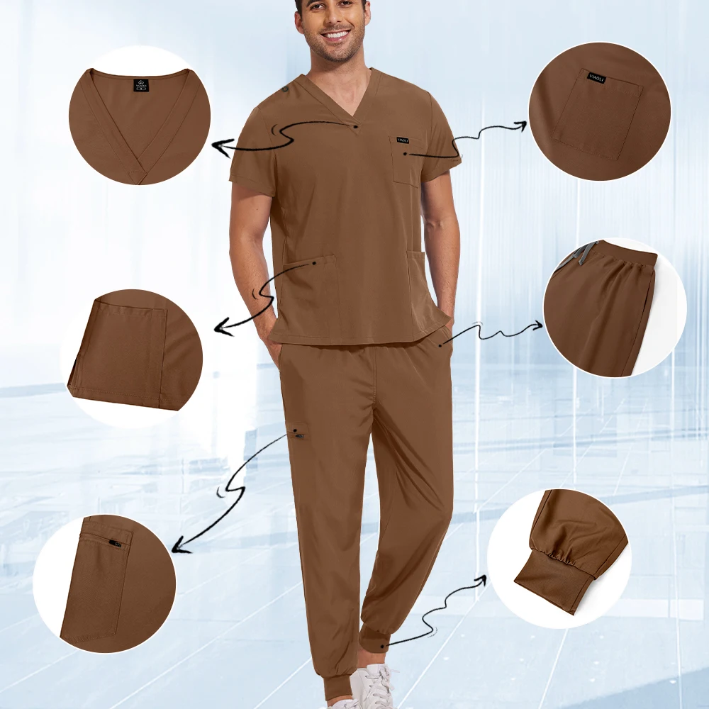 คลินิกทันตกรรมเภสัชกรทํางานทางการแพทย์ศัลยกรรมชุดพยาบาลขัดชุด Unisex Breathable โรงพยาบาลเครื่องแบบ Top กางเกง