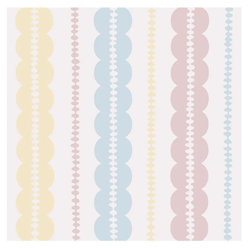 Pastel Scalloped Vertical Stripes Self Adhesive Wallpaper Boho Wavy Beaded Stripe Wall Mural for Nursery Kids Bedroom Home Decor