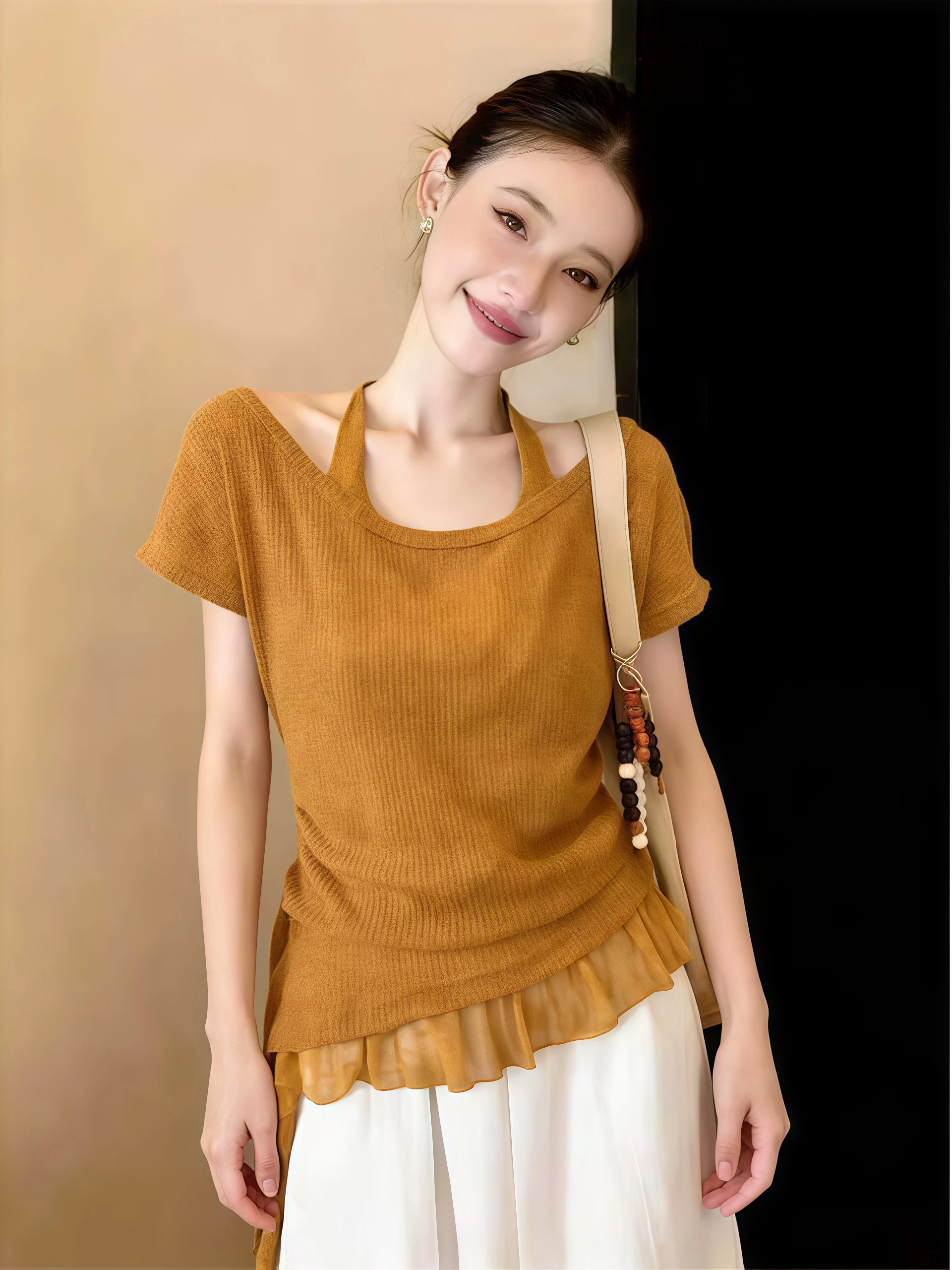 Orange Pumpkin Short Sleeve T-Shirt Women's Summer New Style Large Size Fashionable Small Shirt Dopaamine Top round Neck Kore...