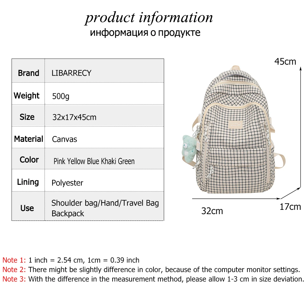 Mochila a cuadros de Color sólido de gran capacidad para mujer, bolsos de lona de calidad a la moda para estudiantes, nueva mochila de viaje para mujer, bolso principal