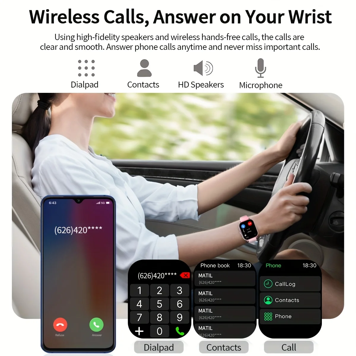 LAXASFIT Moda Smartwatch Bluetooth Chamando 1.83 polegadas Assistente de Voz DIY Watch Faces Monitoramento de Freqüência Cardíaca Presente de feriado