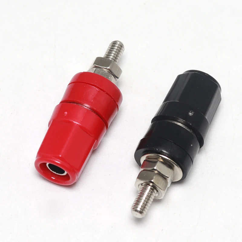 【5-1PCS】M4X36 Pure Copper Terminal 4MM Banana Jack Socket 20A Binding Post Banana Plug Connector M4*36 Black Red Blue Green Yell
